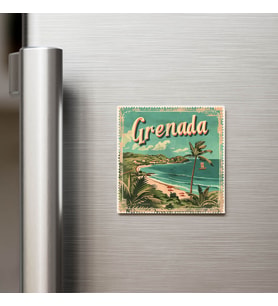 Grenada Grenada - Posta Pulu Temalı Ülke - Baskılı Buzdolap Magneti Kare - 9x9 cm