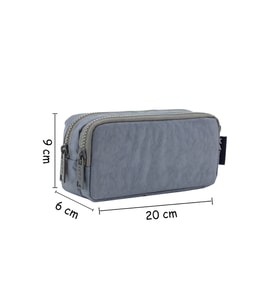 Nemo Bags Su Geçirmez Kalemlik Krinkıl Kumaş Çift Bölmeli Kalem Kutusu (Gri)