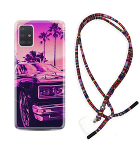 Samsung a71 A72 A73 A7 A9 2018 C7 C9 Kılıf Boyun Asklı Rasta Silikon Mor Araba 1711