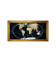 Harita Temalı Kanvas Tablo 80 x 110 cm Gold Çerçeve