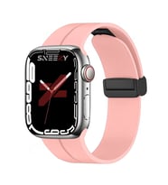 Apple Watch 42mm 44mm 45mm Seri 1 2 3 4 5 6 7 8 Se Uyumlu Coastal Manyetik Tokalı Silikon Kordon (Açık Pembe)