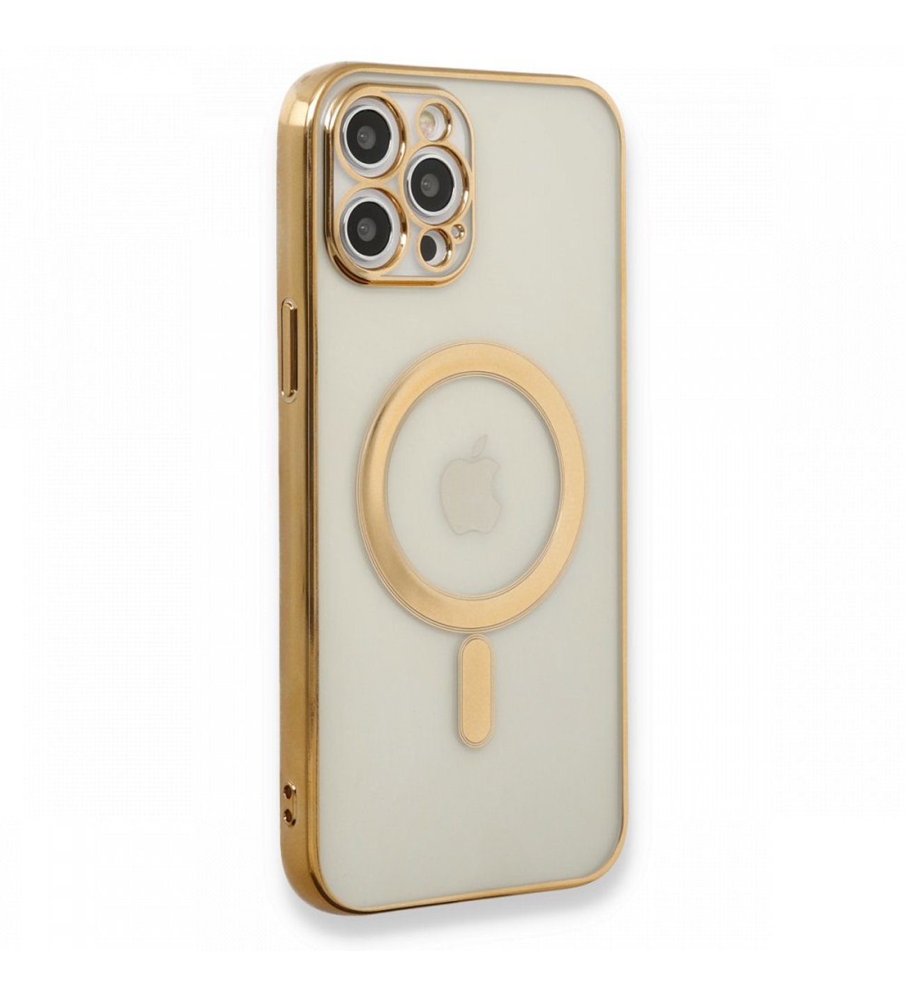 iPhone 12 Pro Kılıf Magneticsafe Lazer Silikon - Gold