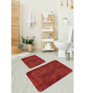 Kiremit Modern Klasik Banyo Halısı Klozet Paspas Seti BS236