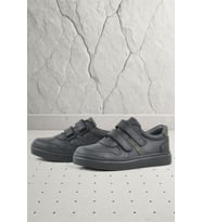Rakerplus Hakiki Deri Siyah Cırtlı Erkek Çocuk Sneaker Ayakkabı