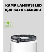 Şarjlı Led Kafa Feneri  4 Modlu Akıllı Sensörlü Far  Su Geçirmez Ipx5 Kamp Balıkçı Lambası