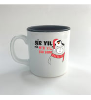 Bir Yıl Değil Her Yıl Yan Yana Penguen Baskılı Siyah Multi Yılbaşı Kupası