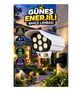 Güneş Enerjili Kamera Görünümlü LED Bahçe Aydınlatması – PIR Hareket Sensörlü IP66