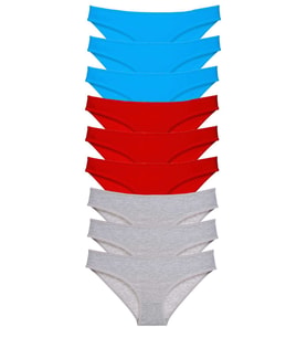 Mulvxbrf Brf02 9 Adet Süper Eko Set Likralı Kadın Slip Külot Kırmızı Gri Mavi (Mulvix)