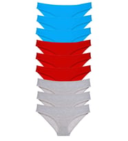 Mulvxbrf Brf02 9 Adet Süper Eko Set Likralı Kadın Slip Külot Kırmızı Gri Mavi (Mulvix)