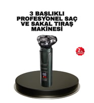 Kablosuz Profesyonel Erkek Bakım Seti – 3 Başlıklı, 3D Akıllı Kesim, Taşınabilir