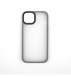 iPhone 13 Kılıf Kenarları Renkli Arkası Mat Kılıf (Gri)