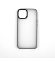 iPhone 13 Kılıf Kenarları Renkli Arkası Mat Kılıf (Gri)