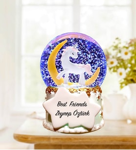 Kişiye Özel Arkadaşa Hediye Işıklı Unicorn Kar Küresi Arkadaşa Hediye