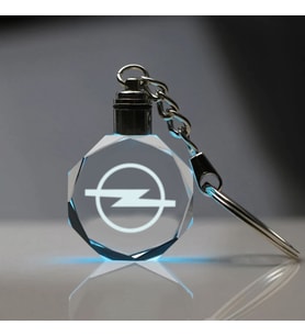 Opel Logolu 2d Patlatma Kristal Led Işıklı Anahtarlık, Araba Anahtarlığı