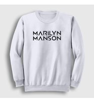 Presmono Unisex Beyaz Logo Marilyn Manson Sweatshirt 38620tt (Beyaz)