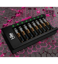 8'li Pil Şarj Aleti + 8 Adet AAA Pro 1100 mAh Şarj Edilebilir İnce Şarjlı Kalem Pilli Set 1.2V Ni-MH