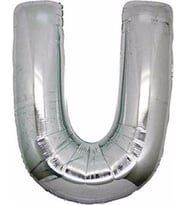 Pazariz  U (Silver) Harf Folyo Balon - 90 cm - Gümüş Folyo Harf Balon