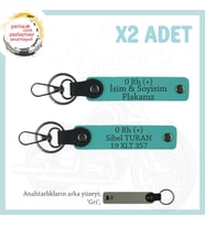 Yol Arkadaşlarına Özel İsim Plaka, 0 Rh (+) Kan Grubu Yazılı Kişiye Özel x2 Anahtarlık, K Turkuaz-Gr (Çok Renkli)