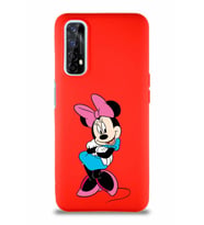 Realme 7 Soft Premier Kapak Minnie Mouse-D Tasarımlı Silikon Kılıf - Kırmızı (Şeffaf)