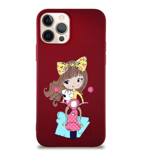 Apple iPhone 12 Pro Soft Premier Kapak Vespagirl Tasarımlı Silikon Kılıf - Mürdüm (Şeffaf)