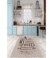 Bej Kaymaz Tabanlı My Kitchen My Rules Mutfak Halısı AR813