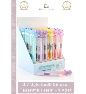 #FigürlüKalem Işıklı LED Ergonomik 07 Uçlu Okul Kırtasiye Hediyelik Figürlü Dinazor Tasarımlı Kalem