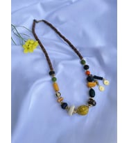 serapis accessories Etnik Bohem Cam Boncuklu Ahşap Gold Detaylı Tasarım Kadın / Kız Kolye