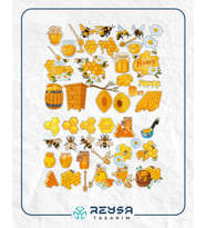 Arı Bal Sticker Set 15 Parça Telefon, Tablet, Defter, Laptop Sticker