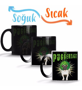 Pug Dog Puggernaut Life Funny Gift Sihirli Kupa Bardak Porselen