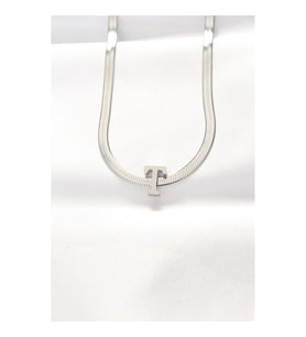 Mey İthalat® 316L Çelik T Harfli Silver Renk İtalyan Zincirli Kolye