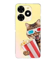 PrintiFy Tecno Spark Go 2023 ile Uyumlu Kedi 1 Kamera Korumalı Şeffaf Kılıf