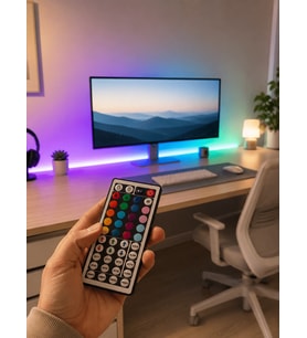 5050 SMD RGB LED Şerit 5 Metre Kumandalı Renkli TV Oda Masa Arkası Dekoratif Aydınlatma Seti