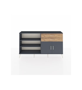 Arges Konsol 3 Raflı 2 Çekmeceli 2 Kapaklı 176x30x99 Antrasit-Antrasit/Çam
