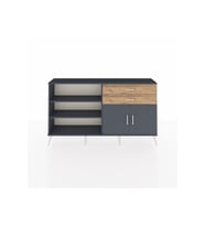 Arges Konsol 3 Raflı 2 Çekmeceli 2 Kapaklı 176x30x99 Antrasit-Antrasit/Çam