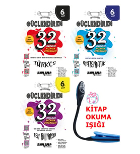 kitabın başkenti ankara yayıncılık 6 Sınıf Türkçe-Matematik-Fen Güçlendiren 32 Haftalık Denemeler Set + Kitap Okuma Işığı Hediye (Çok Renkli)