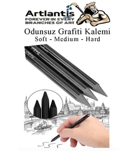 Odunsuz Grafiti Kalemi 3 lü 1 Paket Odunsuz Kömür Kalemi Füzen Kalemi Çizim Kalemi Eskiz ve Karakalem Kalemi (Siyah)