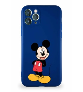 Apple iPhone 11 Pro Soft Premier Kapak Mickey Mouse-B Tasarımlı Silikon Kılıf - Lacivert (Şeffaf)