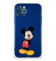 Apple iPhone 11 Pro Soft Premier Kapak Mickey Mouse-B Tasarımlı Silikon Kılıf - Lacivert (Şeffaf)