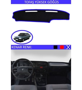 Tofaş Yüksek Göğüs Için Uygun Torpido Koruma Halısı Siyah Kenar Renk Mavi