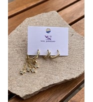 YSX Jewelry Altın Yıldızlı Üçlü Küpe Seti