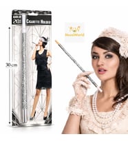 30 cm Gümüş Payetli Sigara Tutacağı – 1920’ler Gatsby Parti Aksesuarı