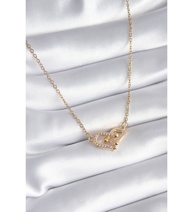 316L Çelik Gold Renk Zirkon Taşlı Model Kadın Kolye - TJ-BKO8252