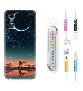 General Mobile GM 21 Pro GM 22 Pro Plus Kılıf Kablo Koruma Spiral Silikon Ay ve Kız 1720