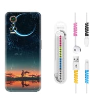 General Mobile GM 21 Pro GM 22 Pro Plus Kılıf Kablo Koruma Spiral Silikon Ay ve Kız 1720