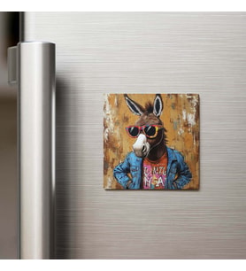 Donkey - Eşek - Güneş Gözlüklü Style - Buzdolap Magneti - 9x9 Cm