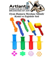 Oyun Hamuru Kalıbı Merdane Silindir Kesici ve Enjektör Seti 9 Parça 1 Paket Okul Kreş Ana Sınıfı Etkinlik Okul Öncesi (Çok Renkli)
