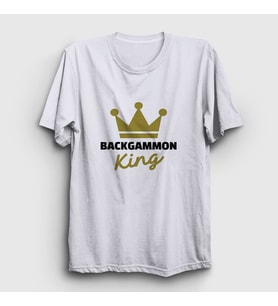 Presmono Unisex Beyaz Backgammon King Tavla Kralı Oyun T-Shirt 416191tt (Beyaz)
