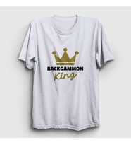 Presmono Unisex Beyaz Backgammon King Tavla Kralı Oyun T-Shirt 416191tt (Beyaz)