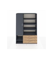 Hyperion Dolap 9 Raflı 3 Çekmeceli Tek Kapaklı  132x44x195 Antrasit-Antrasit/Çam