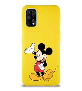 Realme 7 Pro Soft Premier Kapak Mickey Mouse-C Tasarımlı Silikon Kılıf - Sarı (Şeffaf)